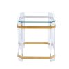 Gold Stainless Steel With Acrylic Frame Clear Glass Top End Table CS-1134-1