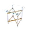 Gold Stainless Steel With Acrylic Frame Clear Glass Top End Table CS-1197-1