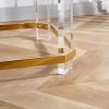 Gold Stainless Steel With Acrylic Frame Clear Glass Top End Table CS-1134-1