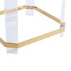 Gold Stainless Steel With Acrylic Frame Clear Glass Top End Table CS-1134-1