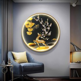 Three Dimensional Relief Entryway Decorative Painting Lamp Circular Background Wall Landscape Mural Lamp (Option: 8809x-50x50cm 220v)
