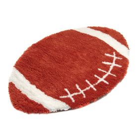 "Sports Theme" Shaped Hand Tufted Extra Soft Shag Area Rug (36-in Diameter) (Color: as Pic)