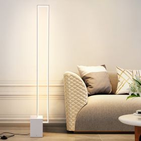 Minimalist Sand Black Floor Lamp Quadriboid Base Square Light Body (Option: White-L27xH150CM-EU)